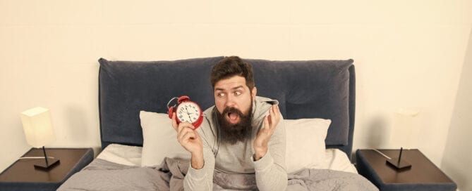 Man is confused my time from oversleeping
