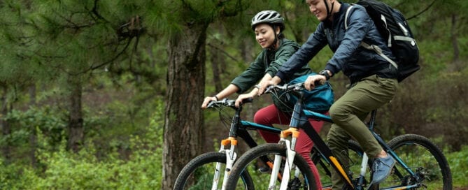 Couple enjoying cycling.